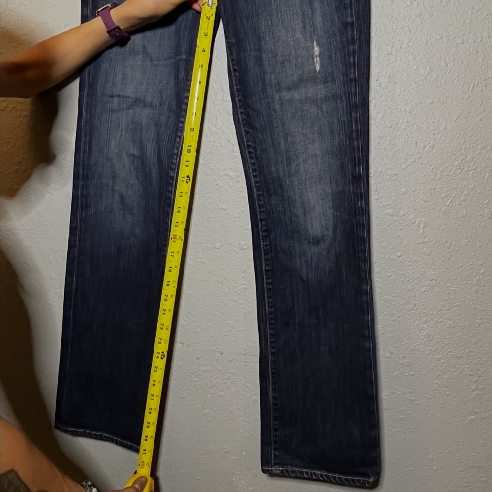 Paige JimmyJimmy Jeans | Slim Straight|Low Rise Distressed | Dark Wash | Size 27 - Picture 8 of 10